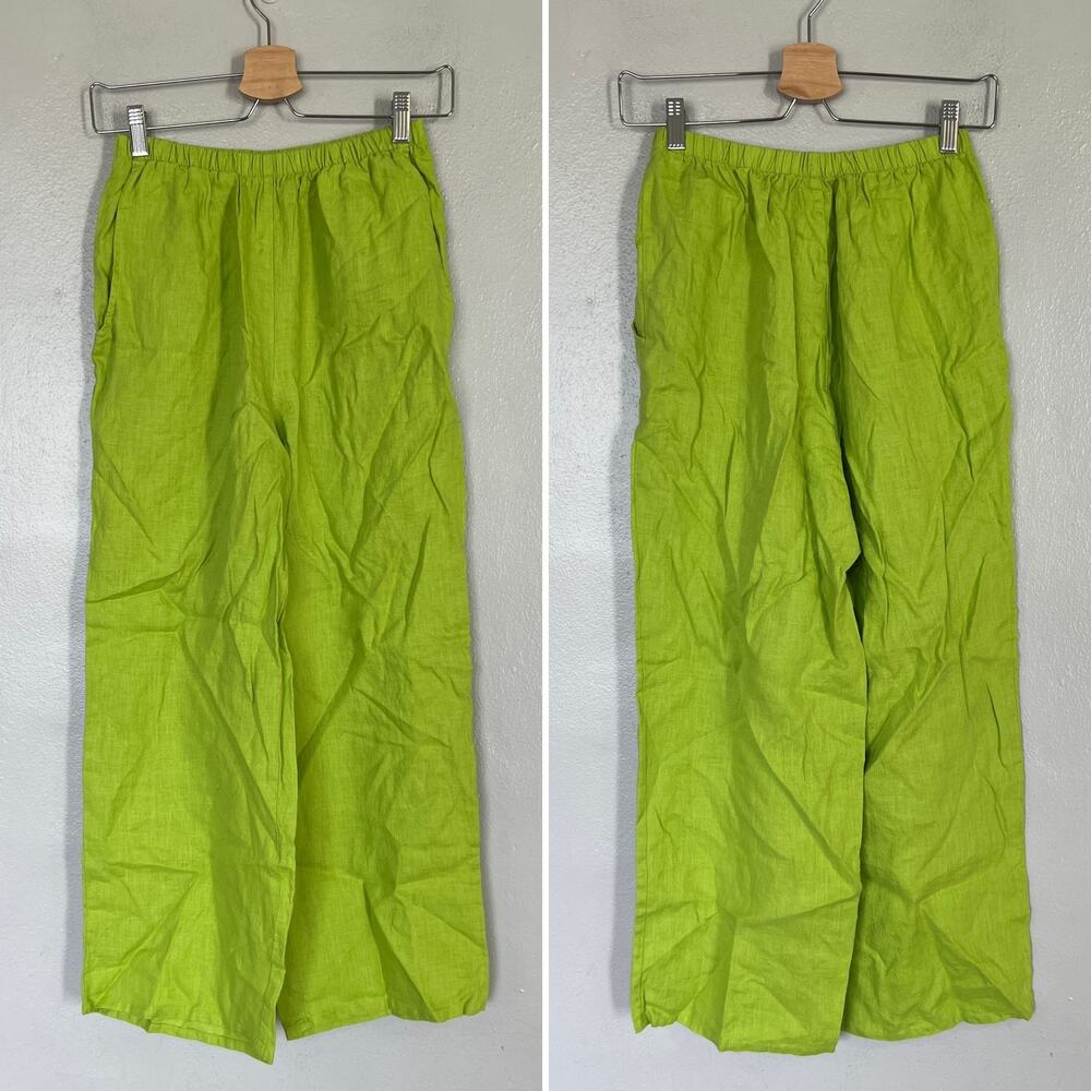 FLAX Lot of 3 100% Linen Elastic Waist Pants Women's Size P 4-6 Pink Blue Green - Picture 4 of 13